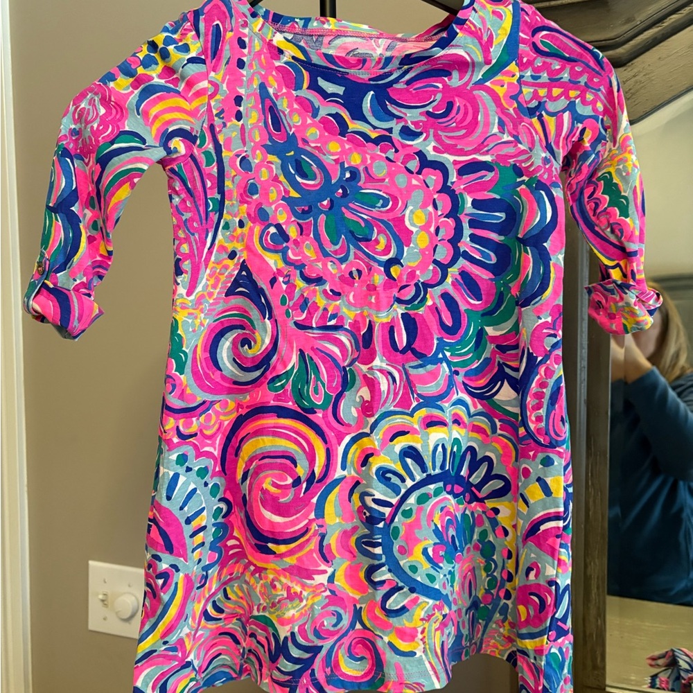 Lilly Pulitzer Girls Multicolor Pink Blue Floral Paisley Dress